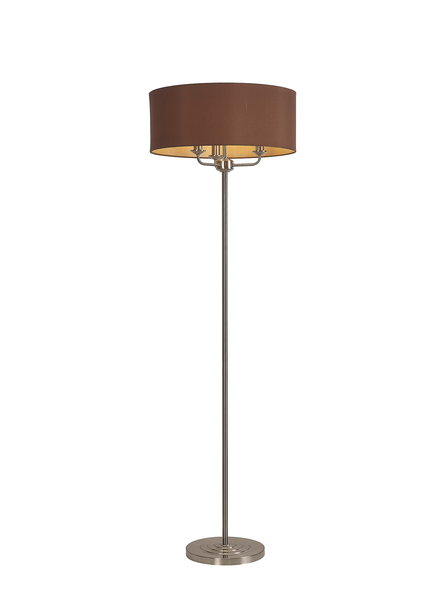DK0937  Banyan 45cm 3 Light Floor Lamp Satin Nickel; Raw Cocoa